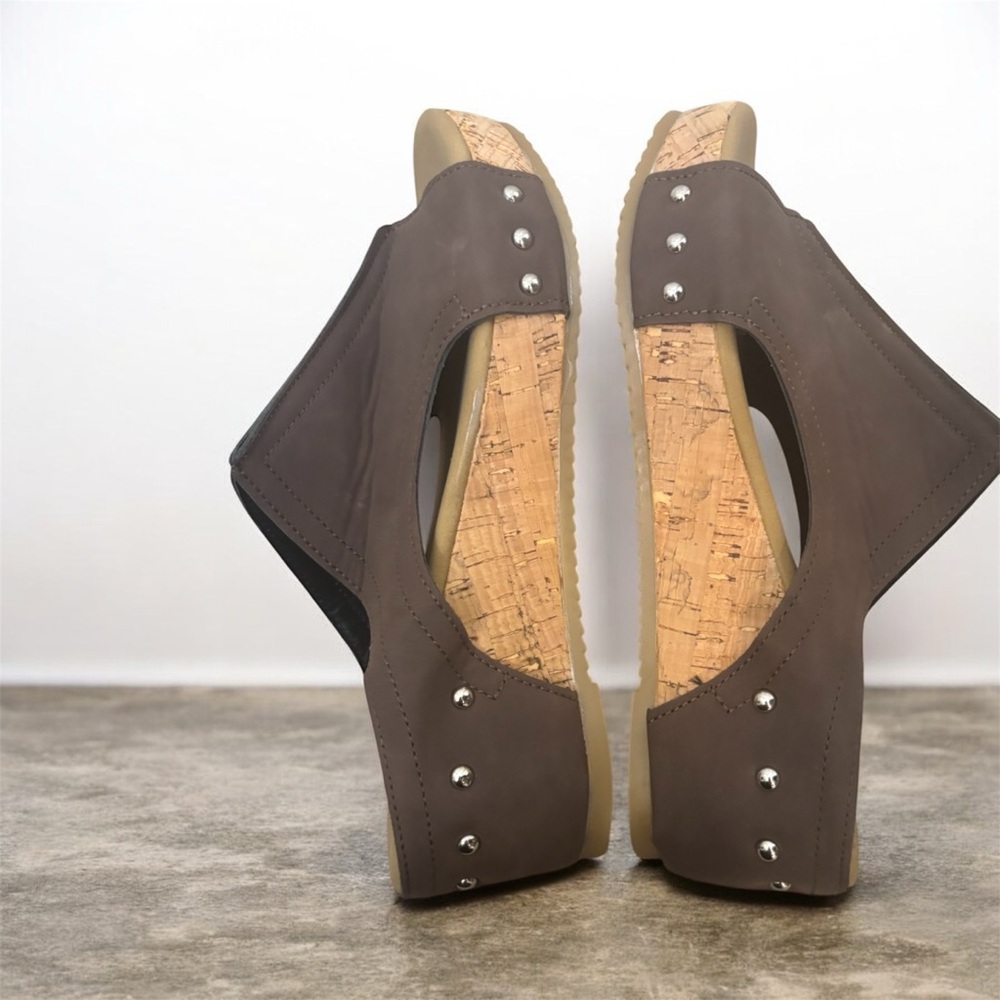 Brown Wedge Sandals - Picture 2 of 3